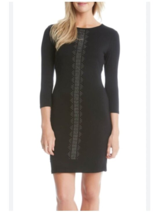 Premise Dresses & Skirts - Premise Womens Black Long Sleeve Dress With Studded Front Detail